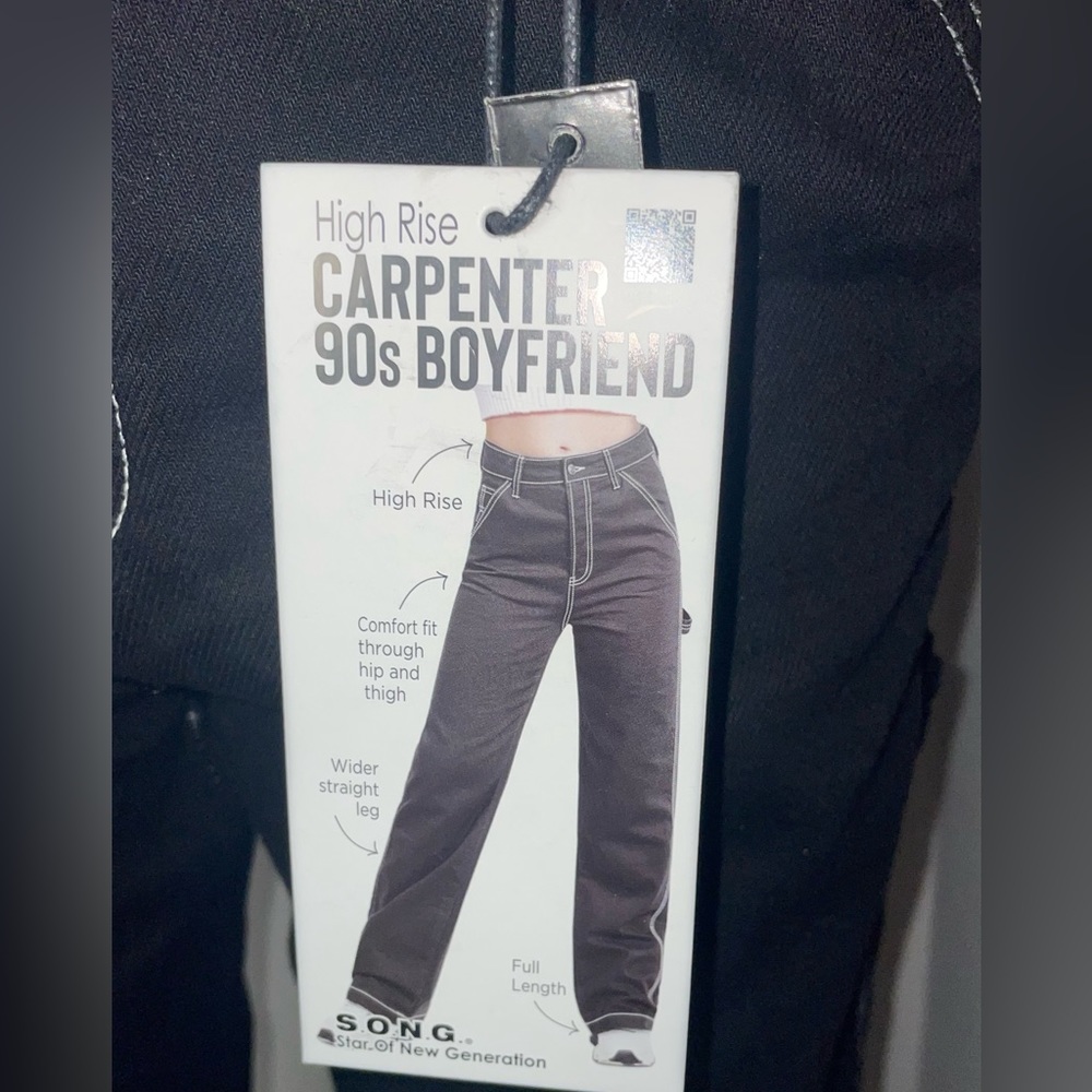 NWT SONG  JEAN BLACK HIGH RISE CANPERTER 80’ BOYFRIEND SIZE 9/29 jr